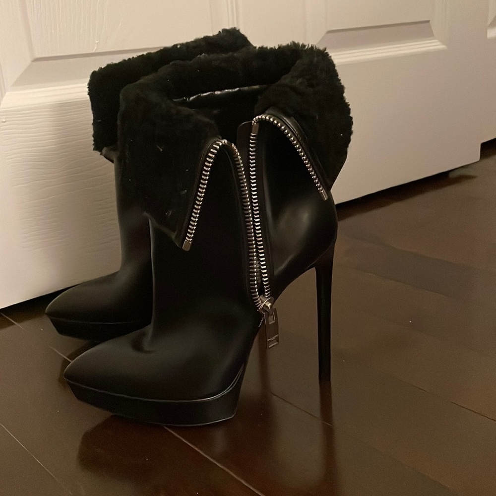 YSL black leather boots
